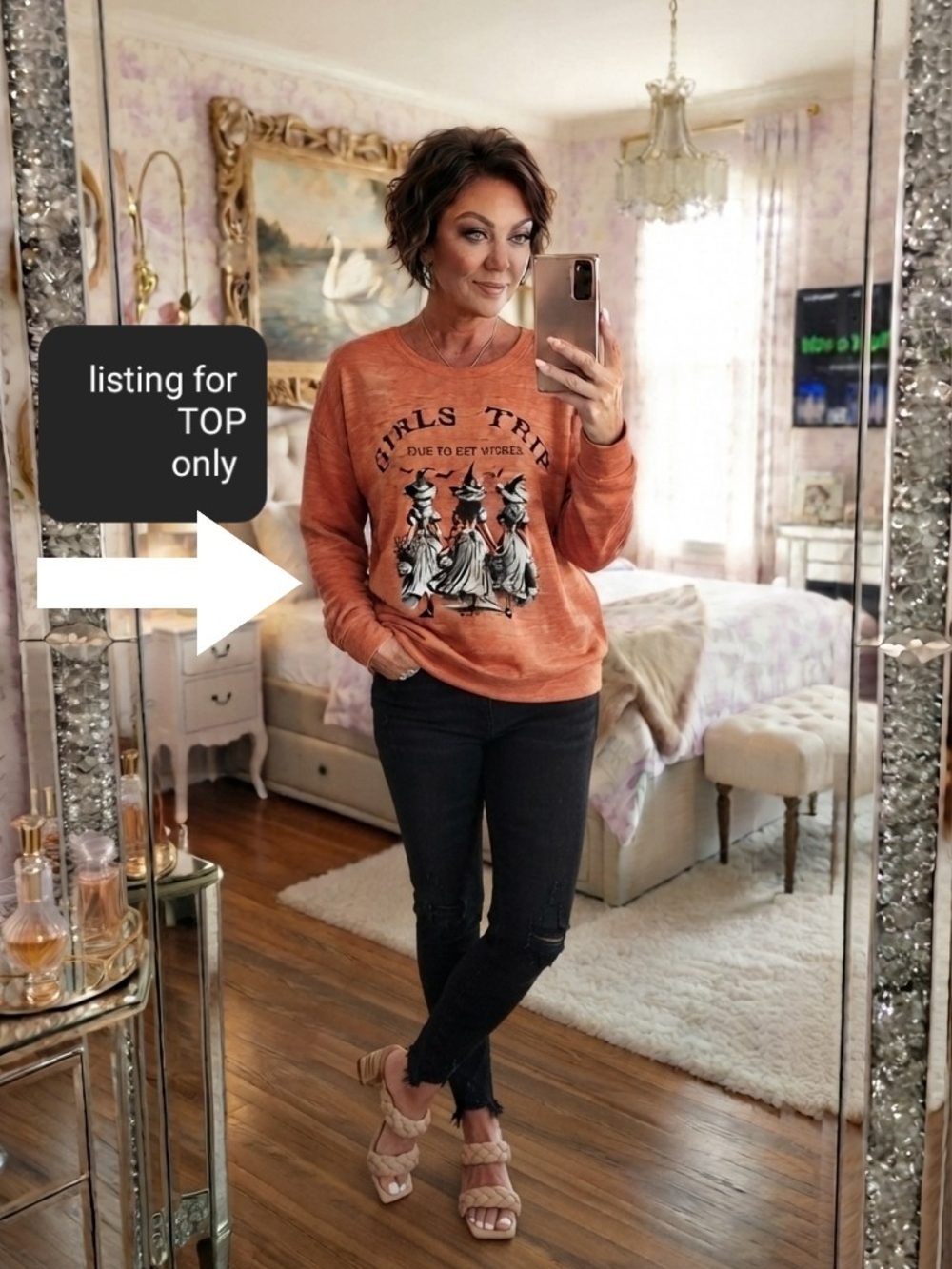 Rust Orange Graphic Sweatshirt - "Girls Trip"